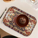 Serving Trays with Handles, 14.5 x 9.8 inch Rectangular Plastic Tray for Restaurant, Kitchen, Dark Red Pattern by CozyNest Decor
