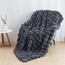 Cozy Faux Fur Throw Blanket for Couch Warm Fuzzy Throw Blanket, Soft Plush Thick Bubble Blankets for Bedroom and Living Room, Furry Luxury Blanket, 50 x 60, Grey by CozyNest Decor