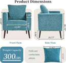 Barrel Accent Chair with Back Pillow, Large Upholstered Armchair with Solid Wood Legs Modern Reading Chairs for Living Room Bedroom