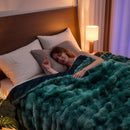 Lotus Karen Faux Fur Throw Blanket Tie-Dye Green - Big Bubble Rabbit Fluff Blanket for Couch, Large Fluffy Fuzzy Cozy Blanket,Thick Furry Plush Shaggy Blankets,90x90 Inches by CozyNest Decor