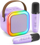 Mini Karaoke Machine for Kids Adults, Kids Toys Karaoke Microphone Singing Speaker, Karaoke Player with 2 Wireless Mic Party, Birthday Gifts for Girls Ages 4, 5, 6, 7, 8, 9, 10, 12+ Years Old(Purple) by TinyTreasures Baby Boutique