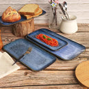 Ceramic Dinner Plates Dish Set,Set of 4, for Lunch snacks - Microwave, Oven & Dishwasher Safe,Scratch Resistant, Dinnerware Kitchen Porcelain Serving Dishes,Blue 12.4 Inch Rectangle plate by CozyNest Decor