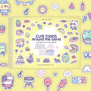 Girly Sticker Book Activity for Kids, Cute Foods Around The World by Cupkin, Toddler Airplane Travel Essentials, 500+ Stickers for Kids 12 Scenes + Coloring Book Pages, Crafts Ages 2-8 by TinyTreasures Baby Boutique