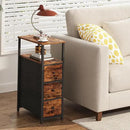 TUTOTAK Narrow Night Stand, Slim End Table, Tall Side Table with 3 Fabric Drawer, Small Bedside Table with Storage, Set of 2, for Living Room, Bedroom, Brown TB01BB072 by CozyNest Decor