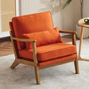 Karl home Accent Chair Wide Armrest Mid-Century Lounge Chair Linen Fabric Armchair with Lumbar Pillow & Solid Wood Frame for Living Room, Bedroom, Balcony, Burnt Orange by CozyNest Decor