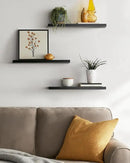 BAYKA Floating Shelves for Wall, 22.5 inches Wall Mounted Rustic Wood Shelves for Bathroom, Bedroom, Living Room, Floating Shelves for Books/Storage/Decor (Black,Set of 3) by CozyNest Decor