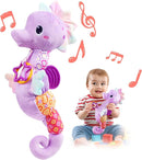 LIGHTDESIRE Baby Toys Musical Seahorse,Infant Stuffed Animals Toy with Crinkle & Rattles,Soft Sensory Toy with Textures,Newborn Toys for Baby Girls Boys 0 3 6 12 Months(Purple) by TinyTreasures Baby Boutique