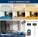 47'' Modern Chandeliers LED Dimmable Crystal Flush Mount Ceiling Chandeliers for Living Room High Ceiling Entrance Foyer Lobby Bedroom Silver by CozyNest Decor