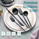 Matte Black Silverware Set for 6,Modern Stainless Steel Brushed Cutlery Set,30-Pieces Heavy Duty Flatware Set,Knives Spoons and Forks Set Utensils Set, Satin Finish, Dishwasher Safe by CozyNest Decor