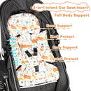 Infant Car Seat Insert, Soft Baby Car Seat Head & Body Support for Girl Boy, Reversible Newborn Preemie Carseat Insert Cushion with 3 Straps Pads Fits CarSeat, Stroller, Swing, Bouncer, Animals by TinyTreasures Baby Boutique