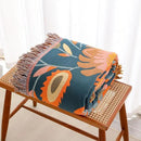 Snycler Boho Throw Blanket for Bed, 100% Organic Cotton Muslin Soft Throw-Orange Boho Floral Farmhouse Rustic Spring Summer Fall Decor Blanket for Couch Sofa Quilt and Gift, 80" x 90" by CozyNest Decor