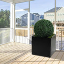 Kozyard 20'' Cube Metal Planter Steel Planter Box Black Steel Flower Pot with Saucer Partition Panel for Trees Plants Flowers Indoor Outdoor Garden Patio Deck Yard by CozyNest Decor