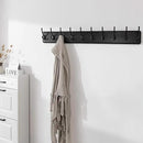 SKOLOO Large Black Wall Mounted Coat Rack - 38.6'' Long Coat Rack for Wall, Pine Solid Wood Coat Hook Hanger - 10 Hooks for Hanging Clothes Backpack Coats by CozyNest Decor