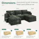HONBAY Modular Sectional Sofa with Storage Seats, U Shaped Sectional Couch with Storage, Chenille Sectional Couches for Living Room, Green by CozyNest Decor