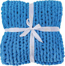 Bigacogo Chunky Knit Throw Blanket for Couch, 51x63 inches, 100% Hand Knitted with Thick Jumbo Chenille Yarn, Cozy Soft Large Rope Knot Cable Crochet Blankets for Sofa Bed Living Room, Bright Blue by CozyNest Decor
