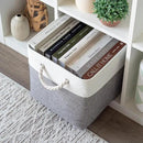 OrganiHaus 12x12 Cube Storage Bins 4 Pack, Foldable Cube Storage Organizer w/ Rope Handles, Collapsible Fabric Bins for Toys, Clothes & Closet Organization, Fabric Square Baskets - Gray/White by CozyNest Decor