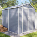 Aoxun 8 X 6.2 FT Resin Storage Shed Outdoor Plastic Large Garden Shed with Lockable Door, Floor for Backyard, Garden, Patio, Lawn, Grey (Grey, 8' x 6.2') by GreenHaven Gardens