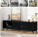 Mid Century Modern TV Stand for Televisions up to 70 Inches, with Sliding Doors and Storage, Television Stands, TV Consoles, Media Consoles for Living Room, 63 Inch (Black) by CozyNest Decor
