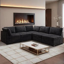 HOOOWOOO Modular Sectional Sofa,5 Pieces Sectional Couches for Living Room,98X98 L Shaped Cloud Couch Set(Black Velvet Corduroy) by CozyNest Decor