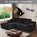 Modular Sectional Sofa Cloud Sectional Couch, 107" Comfy Fluffy L Shaped Black Couches for Living Room, Deep Seat Memory Foam Plush Corduroy Boneless Couch Sectionals with Left Facing Chaise Sofa by CozyNest Decor