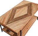 CONSDAN StoneCreek Coffee Table, Solid Fir Wood & Metal Frame, 2-Tier Industrial Farmhouse Table for Living Room/Office, 44" Rectangular Table by CozyNest Decor