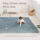 Comfy Cubs Rectangle Kids Play Mat - Large 60 x 96 inches Soft Quilted Baby Floor Mat with Non-Slip Bottom - Plush Design for Toddlers' Playtime and Relaxation - Comfortable and Durable - Pacific Blue by TinyTreasures Baby Boutique