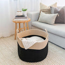 OrganiHaus Woven Laundry Basket, Large Cotton Rope Blanket Holder with Handles, Soft & Sturdy Nursery Hamper, Decorative Toy Bin for Living Room Organization 20x13 inches - Black/Honey by TinyTreasures Baby Boutique