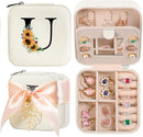 AYGXU Travel Jewelry Box for Women and Girls - Small Case With Initial A-Z - Teacher Gifts by TinyTreasures Baby Boutique