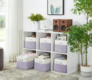 DECOMOMO Storage Bins Fabric Storage Baskets for Shelves, Linen Closet Organization Toys Nursery (Purple and White, Large - 3 Pack) by CozyNest Decor