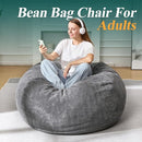3.5FT Bean Bag Chairs Teardrop Bean Bag Chair for Adults Beanbag Chair with Memory Foam Filled Machine Washable Cover for Living Room, Bedroom (Large,Grey) by TinyTreasures Baby Boutique