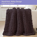 Bigacogo Chunky Knit Throw Blanket for Couch, 51x63 inches, 100% Hand Knitted with Thick Jumbo Chenille Yarn, Cozy Soft Large Rope Knot Cable Crochet Blankets for Sofa Bed Living Room, Chocolate by CozyNest Decor