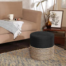 REDEARTH · Cylindrical Pouf Ottoman - Braided Pouffe Accent Sitting Round Footrest for Living Room, Bedroom, Nursery, kidsroom, Patio ; 70% Cotton 30% Jute, Set of 2 (14.5x14.5x16; Black Natural) by CozyNest Decor