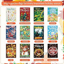 12 Pcs Solar Seasonal LED Garden Flags 28 x 40 Inch Double Sided Yard Flags Spring Easter Halloween Fall Thanksgiving Day Decorations Welcome Garden Flag Lawn Yard Outdoor Holiday Decoration by GreenHaven Gardens