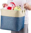 i BKGOO 3Pack Large Foldable Storage Bins，Collapsible Sturdy Cationic Fabric Organizing Storage Basket Cube with Cotton Handles for Home Office Shelf Clothes Toys Khaki-Blue 13×13×13 inch by CozyNest Decor