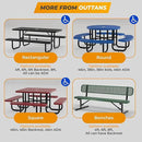 Metal Picnic Tables for Outdoors with Umbrella Hole - Coated Steel Heavy Duty Commercial Grade Table with Adjustable Seats (Blue, 46 in, Round, Punched Steel) by GreenHaven Gardens
