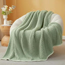 Snuggle Sac Ultra Soft Waffle Throw Blanket for Couch Bed Sofa 50x60 inches, Reversible Sage Green Blanket Microfiber Fluffy Fuzzy Cozy Knit Throws for Women Mothers Birthday Gifts by CozyNest Decor