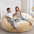 Hobestluk 6FT Bean Bag Chair Bean Bag Chairs for Adults Giant Bean Chairs with Velvet Cover, Memory Foam BeanBag Chair Fluffy BeanBag Chairs for Living Room, Bedroom- Khaki (70" x 70" x 15") by CozyNest Decor