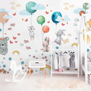 Hot Air Balloon Wall Decals by Lipastick - Peel and Stick Animal Stickers Raccoon, Fox, Koala, Panda for Kids Room, Nursery, Playroom, Bedroom - Removable Wall Decor for Boys, Girls, Babies - XXL Size by TinyTreasures Baby Boutique