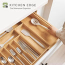 Premium Silverware, Flatware and Utensil Organizer for Kitchen Drawers, Food-Safe Contract Grade, Expandable from 16 to 28 In, Natural Bamboo by CozyNest Decor