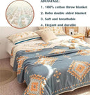 100% Cotton Throw Blankets for Couch Bed Chair Sofa,Cotton Quilt Throw Woven Boho Bed Blankets,Versatile Knit Woven Super Soft Decorative Blanket for Women,80''Wx 90''L by CozyNest Decor