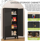 Metal Storage Cabinet With 2 Doors and 3 Adjustable Shelves, Black Kitchen Pantry for Food, Utility Cabinet for Laundry Room, Cupboard by CozyNest Decor