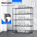 5 Tier Wire Shelf Shelving Unit, 60"x 24"x82" Metal Storage Shelves, Heavy Duty Garage Storage Shelves with Wheels, Chrome 3000LBS Capacity Wire Shelf Rack for Restaurant, Garage, Pantry, Kitchen by CozyNest Decor