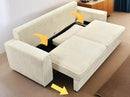 91-Inch Corduroy Pull Out Couch with Storage, Convertible Queen Sleeper Sofa with Pull Out Bed, Hide a Bed Couches for Bedroom, Guest Room, Apartment, Small Places, RV (Beige) by CozyNest Decor