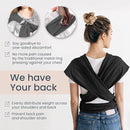 Baby Wrap Carrier - Premium Cotton Baby Carrier Wrap for Newborn to Toddler- Infant Carrier- Baby Holder One Size Fits All with Front Pocket (Black) by Max&so by TinyTreasures Baby Boutique