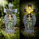 Yiosax-Solar Angels for Cemetery-Garden Statue Lights Decor - Before The Cross on One Knee Wings Praying Angel Figurine Bless You Cemetery Patio Lawn Yard Porch Decorations by GreenHaven Gardens