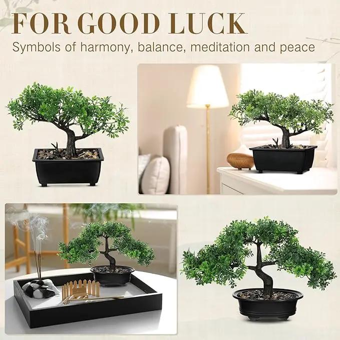 Jexine 4 Pack Artificial Bonsai Tree, Indoor Small Fake Plants in Pots for Home Table Office Desk Bathroom Shelf Bookshelf Bedroom Living Room Farmhouse Decorations, photo 6 of 7