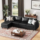 118.5" Faux Leather Modular Sectional Sofa, L Shaped Couch Set for Living Room, 5-Seater Comfy Cloud Couches with Movable Storage Ottoman,DIY Combination - Black by CozyNest Decor