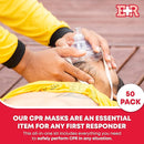 Adult and Infant CPR Mask Combo Kit – 50-Pack – 100 Valves, 50 Gloves, 100 Alcohol Pads – Bulk Set for First Responders, CPR Training by TinyTreasures Baby Boutique