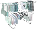 Brookstone – Extra Large – Double Spaced - 2 Tier Collapsible Clothes Drying Rack, Indoor/Outdoor Folding Hanging Garment Stand [NO Assembly - Ready Out of The Box] by CozyNest Decor
