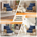 VINGLI Boho Braid Accent Armchair,Mid-Century Modern Chiar with Solid Wooden Armrest,Comfy Louge Cushion Chair with Waist Pillow for Bedroom,Living Room,Reading Room, Blue by CozyNest Decor